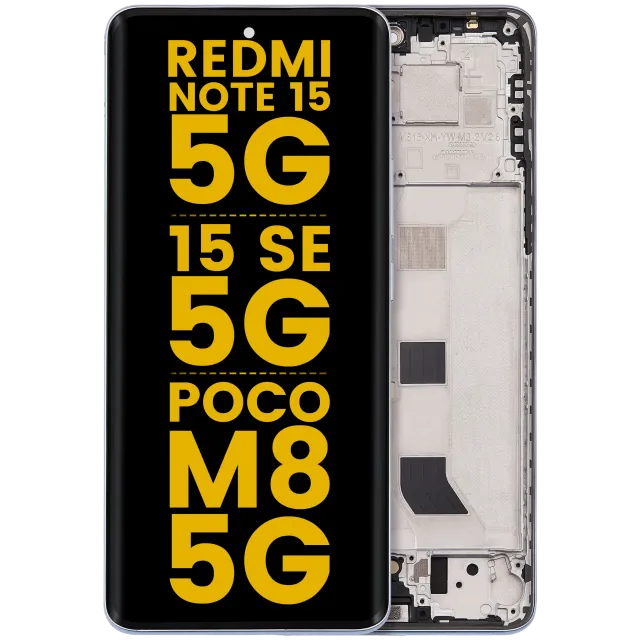 OLED displej s rámečkem pro Xiaomi Redmi Note 15 5G / Redmi Note 15 SE 5G / POCO M8 5G (repasovaný) (Glacier Blue)