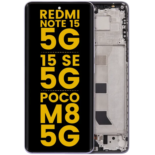 OLED displej s rámečkem pro Xiaomi Redmi Note 15 5G / Redmi Note 15 SE 5G / POCO M8 5G (repasovaný) (Mist Purple)