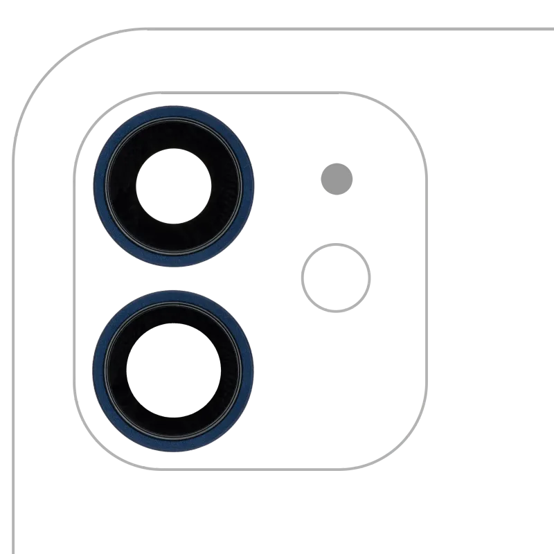Sklíčko zadní kamery s držákem a rámečkem pro iPhone 12 / 12 mini (Aftermarket Plus) (modrá)