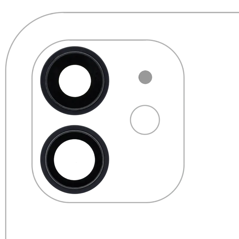 Sklíčko zadní kamery s držákem a rámečkem pro iPhone 12 / 12 mini (Aftermarket Plus) (černá) (balení 10 ks)