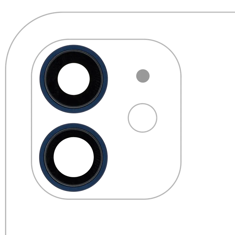 Sklíčko zadní kamery s držákem a rámečkem pro iPhone 12 / 12 mini (Aftermarket Plus) (modrá) (balení 10 ks)