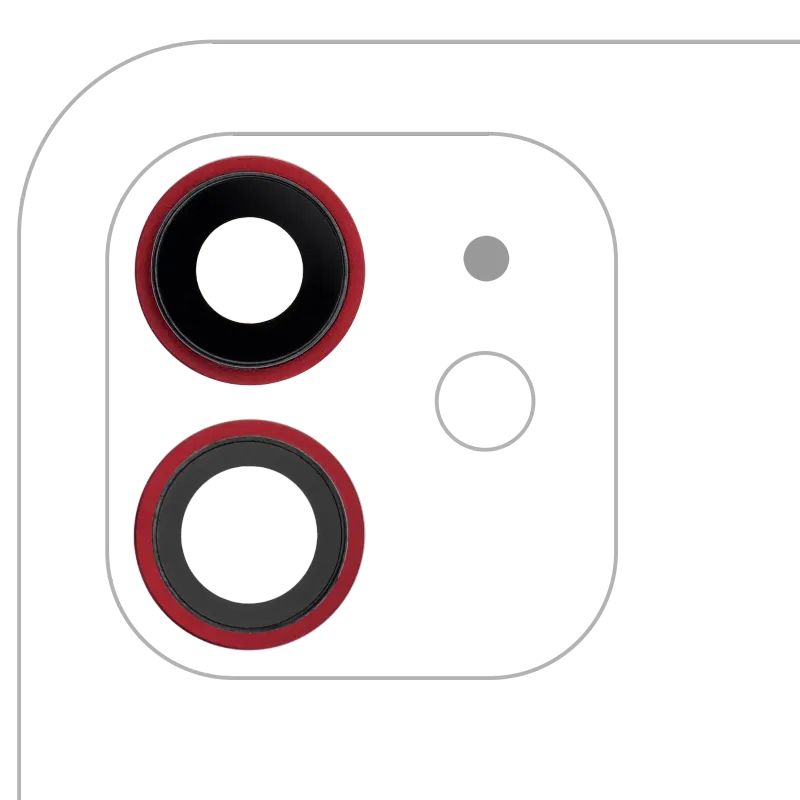 Sklíčko zadní kamery s držákem a rámečkem pro iPhone 12 / 12 mini (pravý safír) (Premium) (červená)