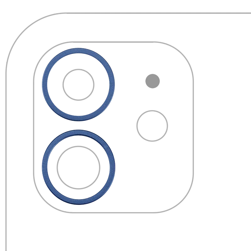 Samotný rámeček sklíčka zadní kamery pro iPhone 12 / 12 mini (sada 2 ks) (modrá)
