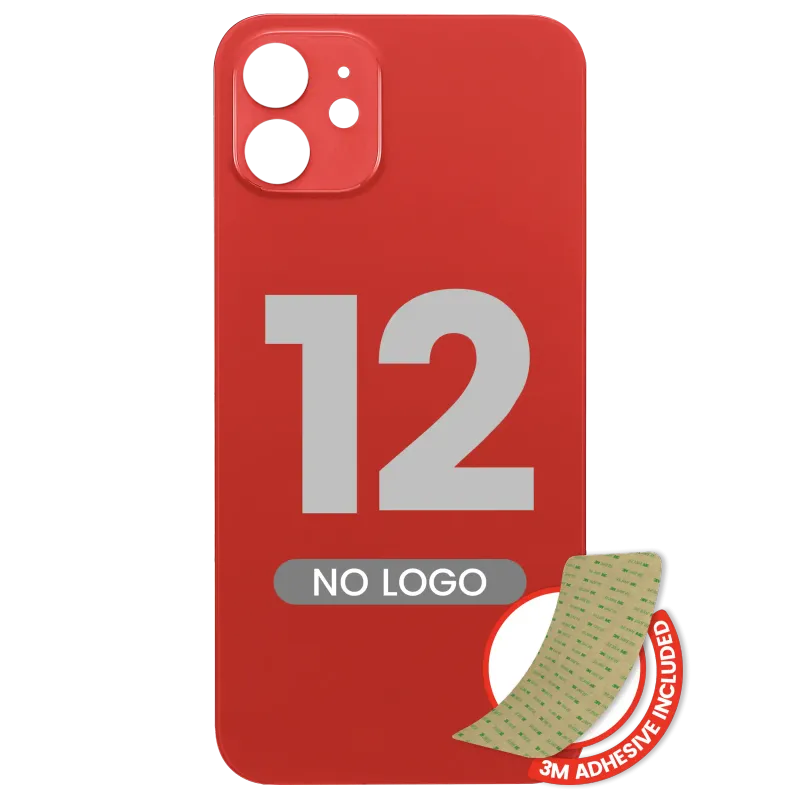 Zadní sklo s lepením 3M pro iPhone 12 (bez loga, velký otvor pro kameru) (červená)