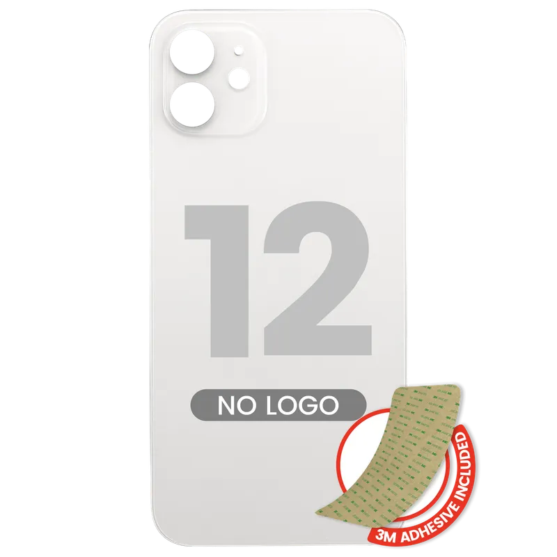 Zadní sklo s lepením 3M pro iPhone 12 (bez loga, velký otvor pro kameru) (bílá)