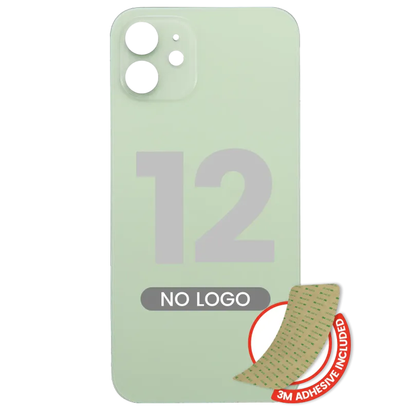 Zadní sklo s lepením 3M pro iPhone 12 (bez loga, velký otvor pro kameru) (zelená)
