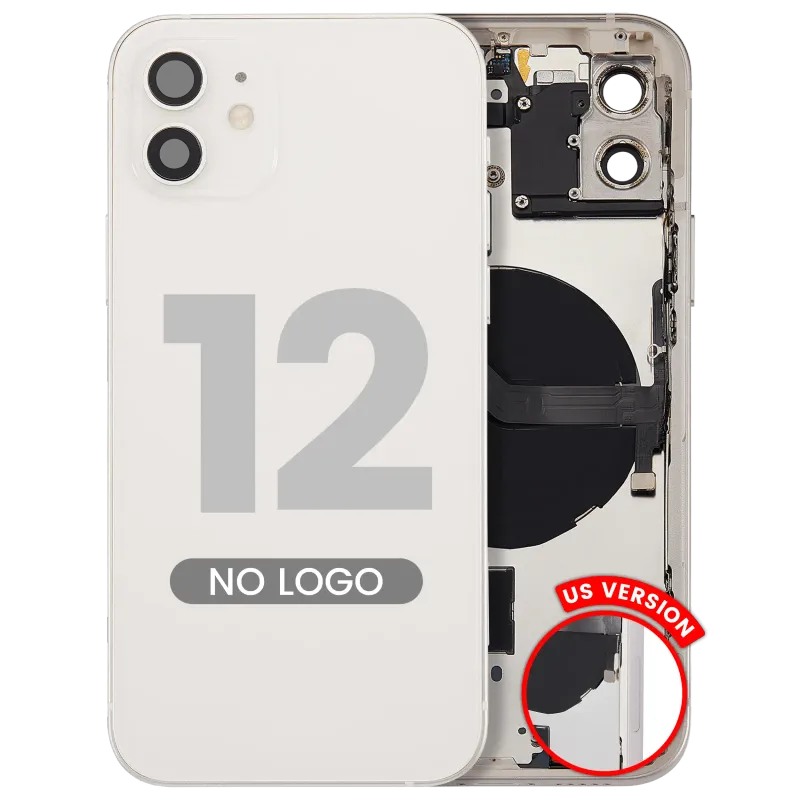 Zadní kryt (housing) s drobnými díly pro iPhone 12 (US verze) (Aftermarket Plus) (bílá)