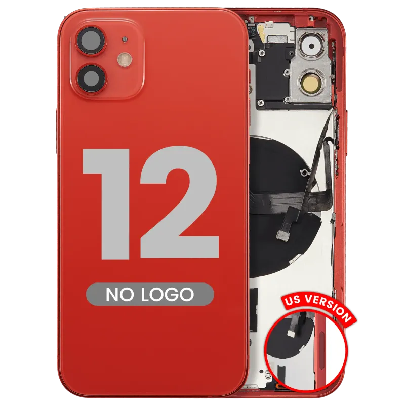 Zadní kryt (housing) s drobnými díly pro iPhone 12 (US verze) (Aftermarket Plus) (červená)