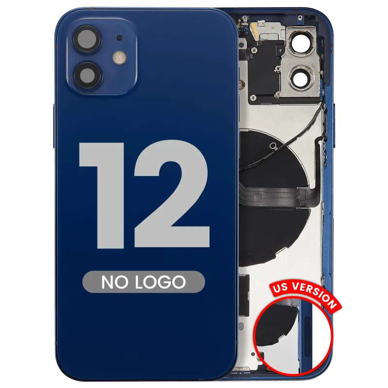 Zadní kryt (housing) s drobnými díly pro iPhone 12 (US verze) (Aftermarket Plus) (modrá)