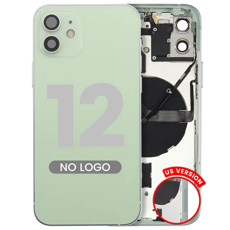 Zadní kryt (housing) s drobnými díly pro iPhone 12 (US verze) (Aftermarket Plus) (zelená)