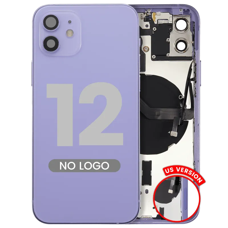 Zadní kryt (housing) s drobnými díly pro iPhone 12 (US verze) (Aftermarket Plus) (fialová)