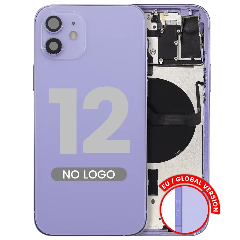 Zadní kryt (housing) s drobnými díly pro iPhone 12 (EU verze) (Aftermarket Plus) (fialová)
