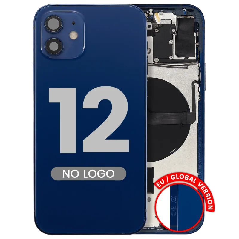 Zadní kryt (housing) s drobnými díly pro iPhone 12 (EU verze) (Aftermarket Plus) (modrá)