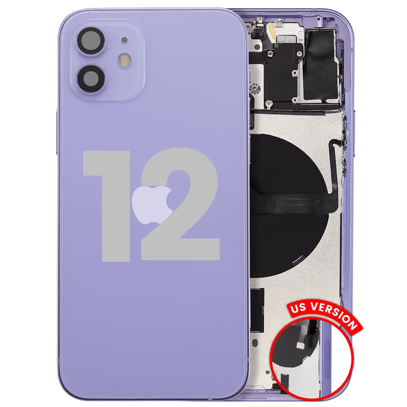 Zadní kryt (housing) s drobnými díly pro iPhone 12 (US verze) (originál z vyřazeného zařízení, stav C) (fialová)