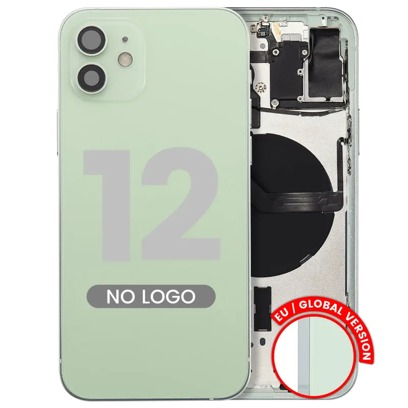 Zadní kryt (housing) s drobnými díly pro iPhone 12 (EU verze) (Aftermarket Plus) (zelená)