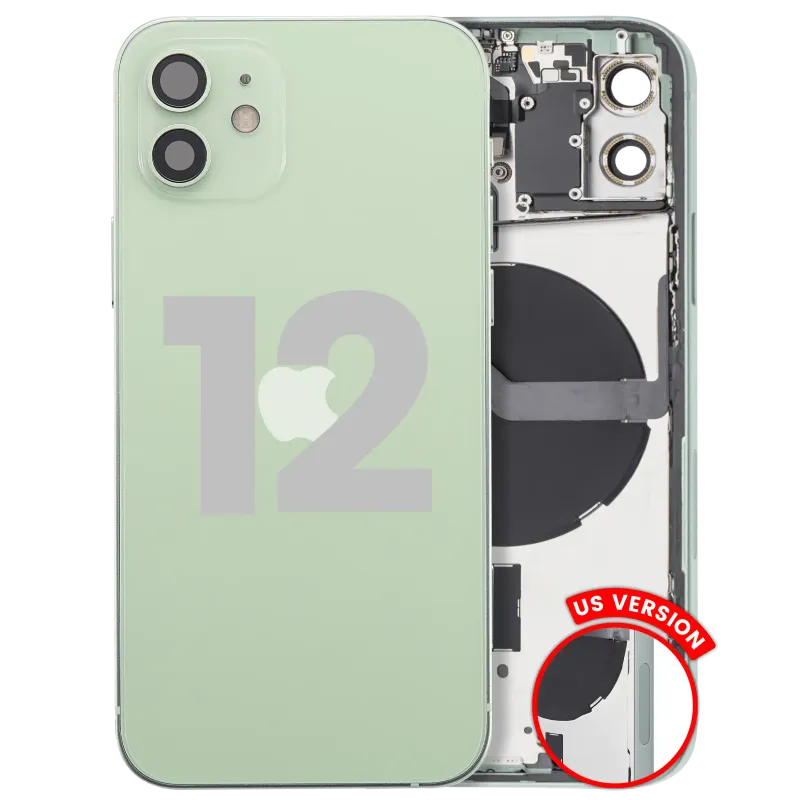 Zadní kryt (housing) s drobnými díly pro iPhone 12 (US verze) (originál z vyřazeného zařízení, stav C) (zelená)