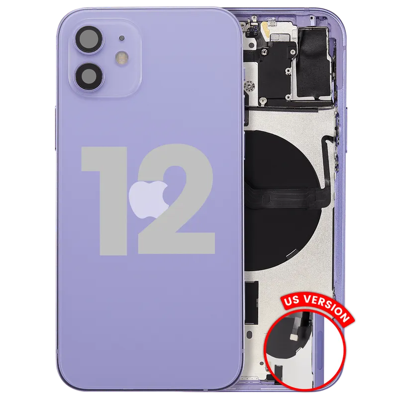 Zadní kryt (housing) s drobnými díly pro iPhone 12 (US verze) (originál z vyřazeného zařízení, stav B) (fialová)