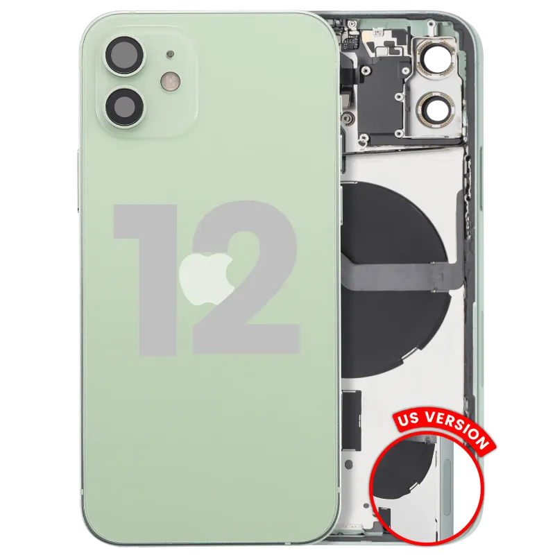 Zadní kryt (housing) s drobnými díly pro iPhone 12 (US verze) (originál z vyřazeného zařízení, stav B) (zelená)
