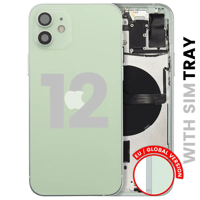 Zadní kryt (housing) s drobnými díly pro iPhone 12 (EU verze) (originál z vyřazeného zařízení, stav B) (zelená)