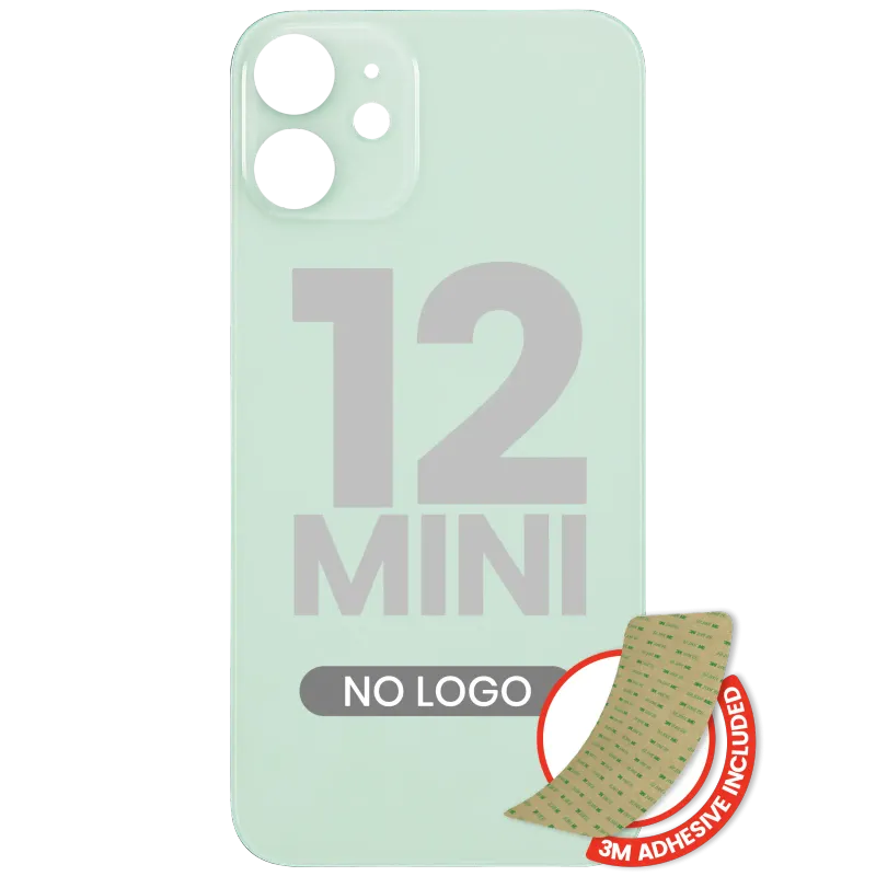 Zadní sklo s lepením 3M pro iPhone 12 mini (bez loga, velký otvor pro kameru) (zelená)