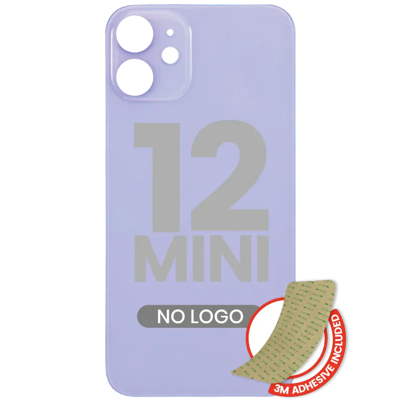 Zadní sklo s lepením 3M pro iPhone 12 mini (bez loga, velký otvor pro kameru) (fialová)