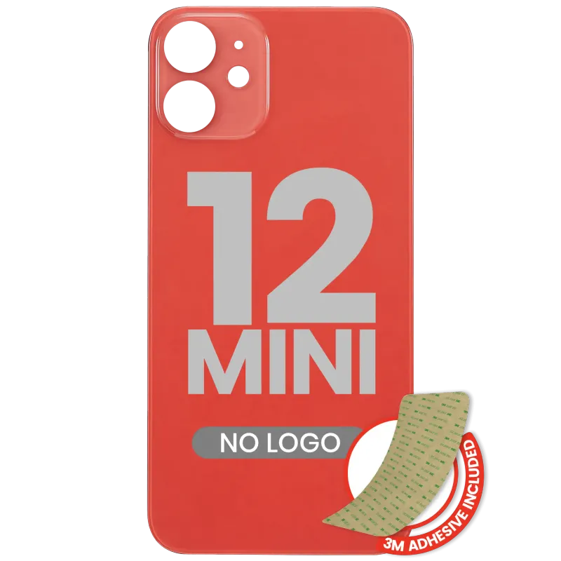 Zadní sklo s lepením 3M pro iPhone 12 mini (bez loga, velký otvor pro kameru) (červená)