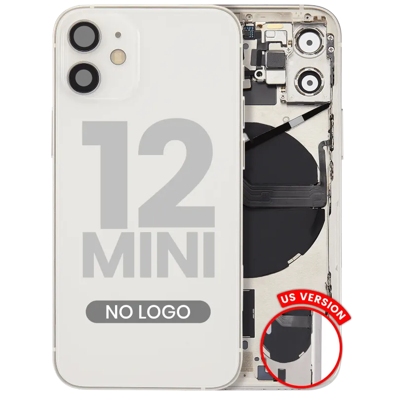 Zadní kryt (housing) s drobnými díly pro iPhone 12 mini (US verze) (Aftermarket Plus) (bílá)
