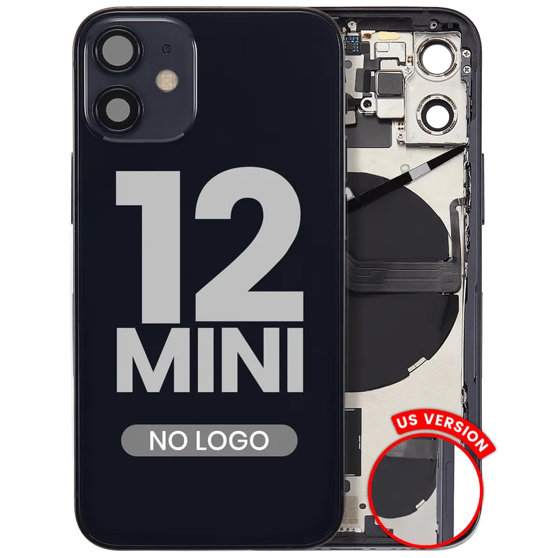 Zadní kryt (housing) s drobnými díly pro iPhone 12 mini (US verze) (Aftermarket Plus) (černá)