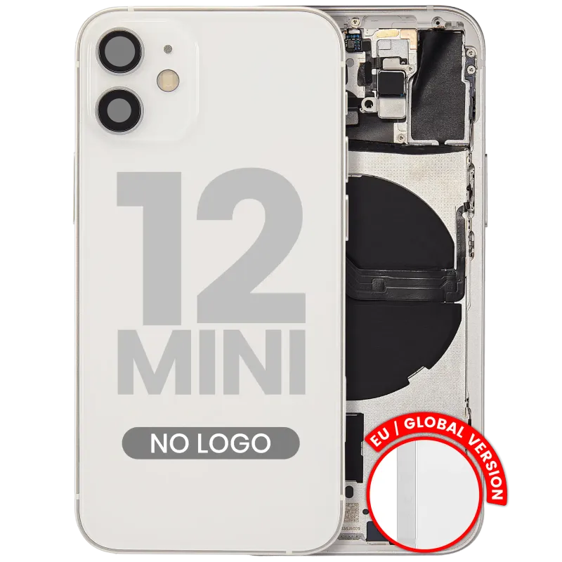Zadní kryt (housing) s drobnými díly pro iPhone 12 mini (EU verze) (Aftermarket Plus) (bílá)