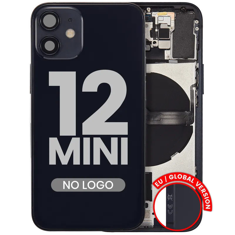 Zadní kryt (housing) s drobnými díly pro iPhone 12 mini (EU verze) (Aftermarket Plus) (černá)