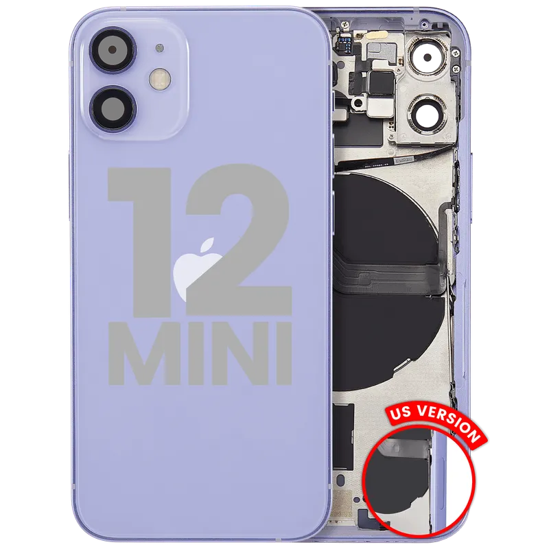Zadní kryt (housing) s drobnými díly pro iPhone 12 mini (US verze) (originál z vyřazeného zařízení, stav C) (fialová)