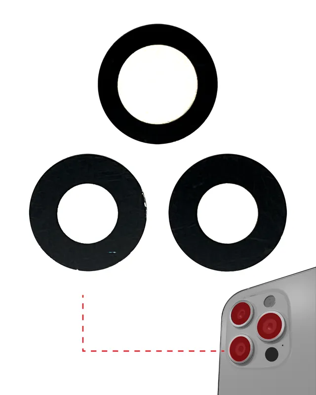 Sklíčko zadní kamery (jen sklo) s lepením pro iPhone 12 Pro (sada 3 ks) (Aftermarket Plus)