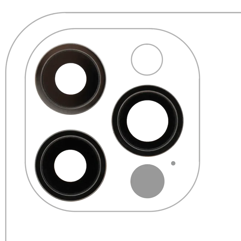 Sklíčko zadní kamery s držákem a rámečkem pro iPhone 12 Pro (sada 3 ks) (pravý safír) (Premium) (grafitová)