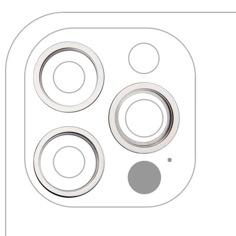 Samotný rámeček sklíčka zadní kamery pro iPhone 12 Pro (stříbrná) (sada 3 ks) (balení 10 ks)
