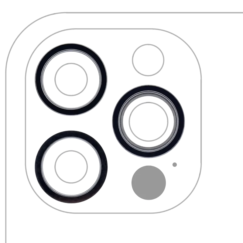 Samotný rámeček sklíčka zadní kamery pro iPhone 12 Pro (grafitová) (sada 3 ks) (balení 10 ks)