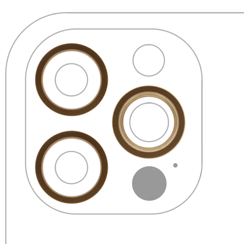 Samotný rámeček sklíčka zadní kamery pro iPhone 12 Pro (zlatá) (sada 3 ks) (balení 10 ks)