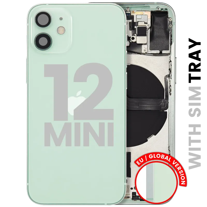 Zadní kryt (housing) s drobnými díly pro iPhone 12 mini (EU verze) (originál z vyřazeného zařízení, stav C) (zelená)
