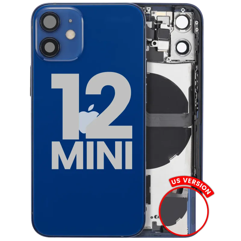 Zadní kryt (housing) s drobnými díly pro iPhone 12 mini (US verze) (originál z vyřazeného zařízení, stav C) (modrá)