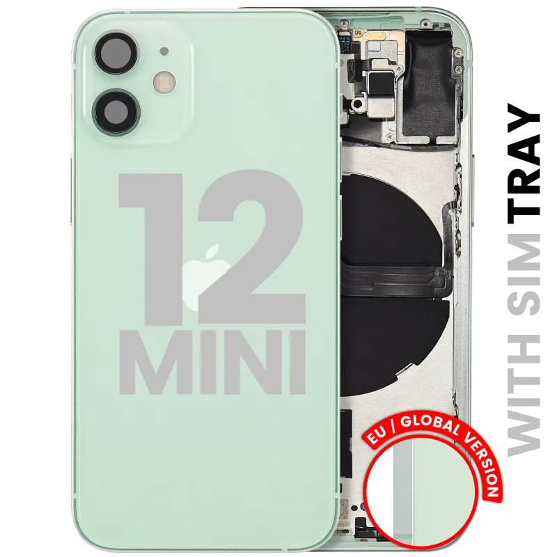 Zadní kryt (housing) s drobnými díly pro iPhone 12 mini (EU verze) (originál z vyřazeného zařízení, stav B) (zelená)