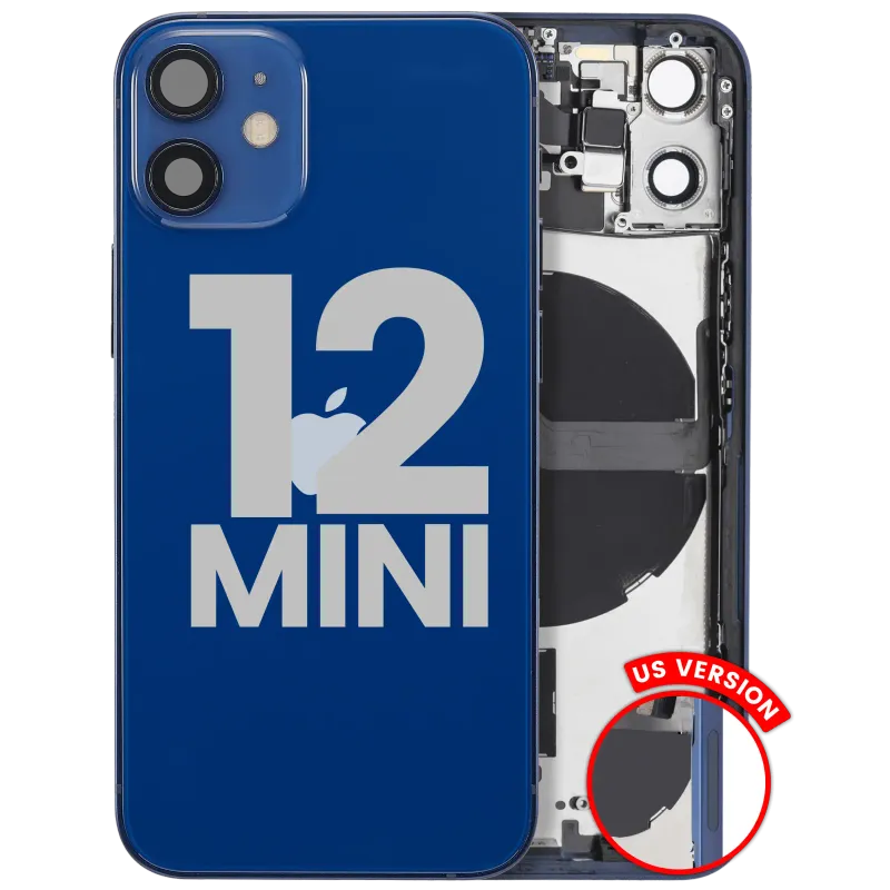 Zadní kryt (housing) s drobnými díly pro iPhone 12 mini (US verze) (originál z vyřazeného zařízení, stav B) (modrá)