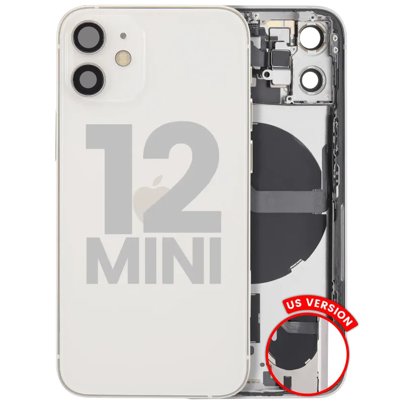 Zadní kryt (housing) s drobnými díly pro iPhone 12 mini (US verze) (originál z vyřazeného zařízení, stav B) (bílá)