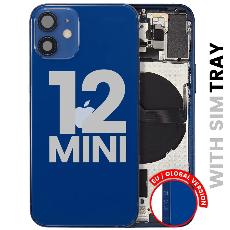 Zadní kryt (housing) s drobnými díly pro iPhone 12 mini (EU verze) (originál z vyřazeného zařízení, stav B) (modrá)