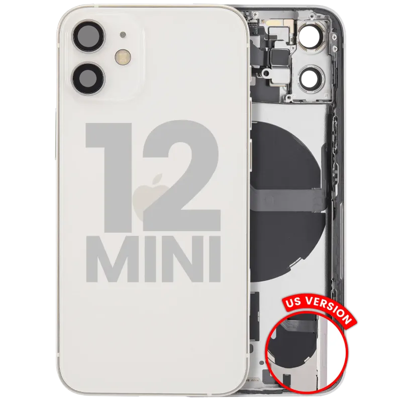 Zadní kryt (housing) s drobnými díly pro iPhone 12 mini (US verze) (originál z vyřazeného zařízení, stav C) (bílá)