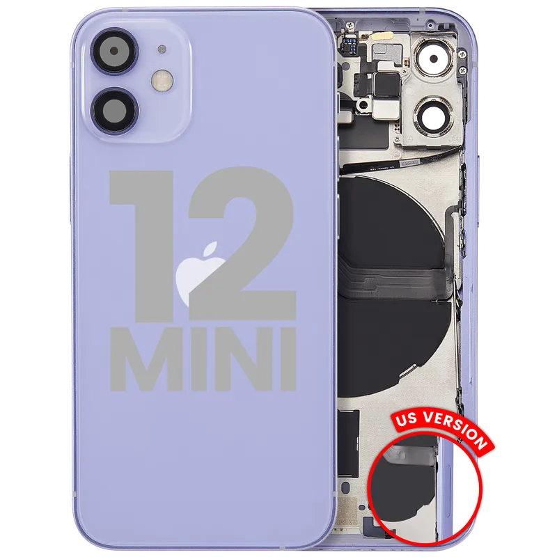 Zadní kryt (housing) s drobnými díly pro iPhone 12 mini (US verze) (originál z vyřazeného zařízení, stav A) (fialová)