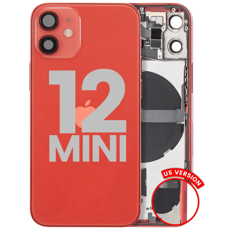 Zadní kryt (housing) s drobnými díly pro iPhone 12 mini (US verze) (originál z vyřazeného zařízení, stav A) (červená)