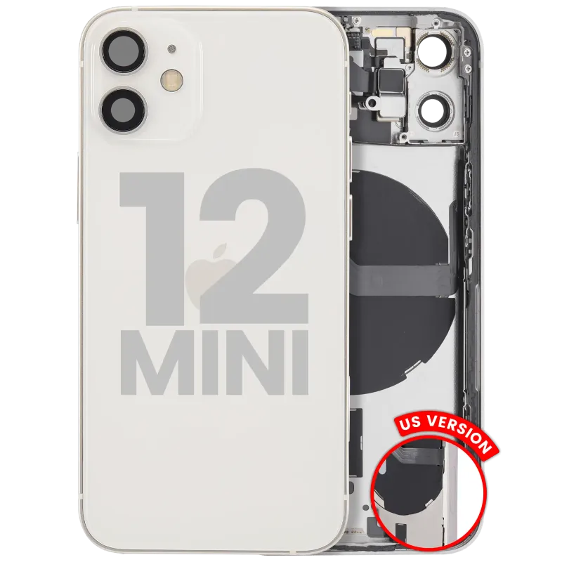 Zadní kryt (housing) s drobnými díly pro iPhone 12 mini (US verze) (originál z vyřazeného zařízení, stav A) (bílá)