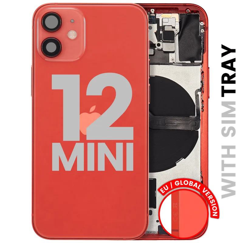 Zadní kryt (housing) s drobnými díly pro iPhone 12 mini (EU verze) (originál z vyřazeného zařízení, stav A) (červená)
