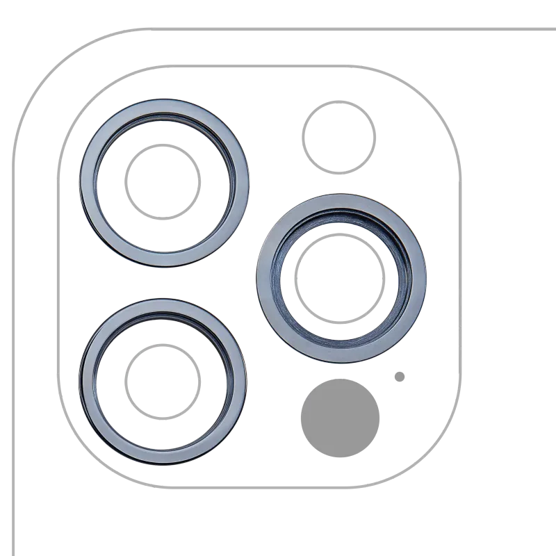 Samotný rámeček sklíčka zadní kamery pro iPhone 12 Pro (tichomořsky modrá) (sada 3 ks)
