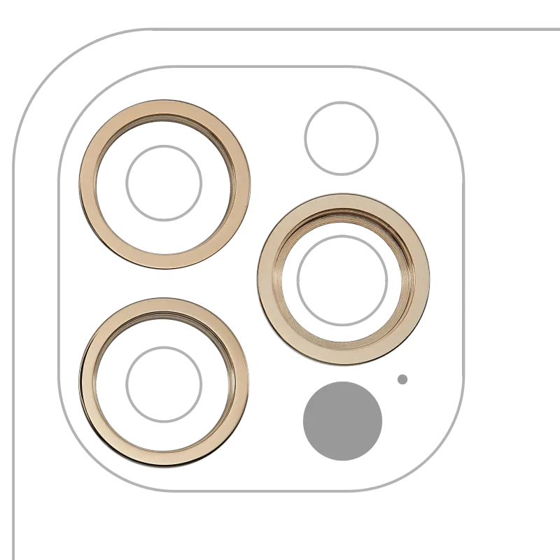 Samotný rámeček sklíčka zadní kamery pro iPhone 12 Pro (zlatá) (sada 3 ks)