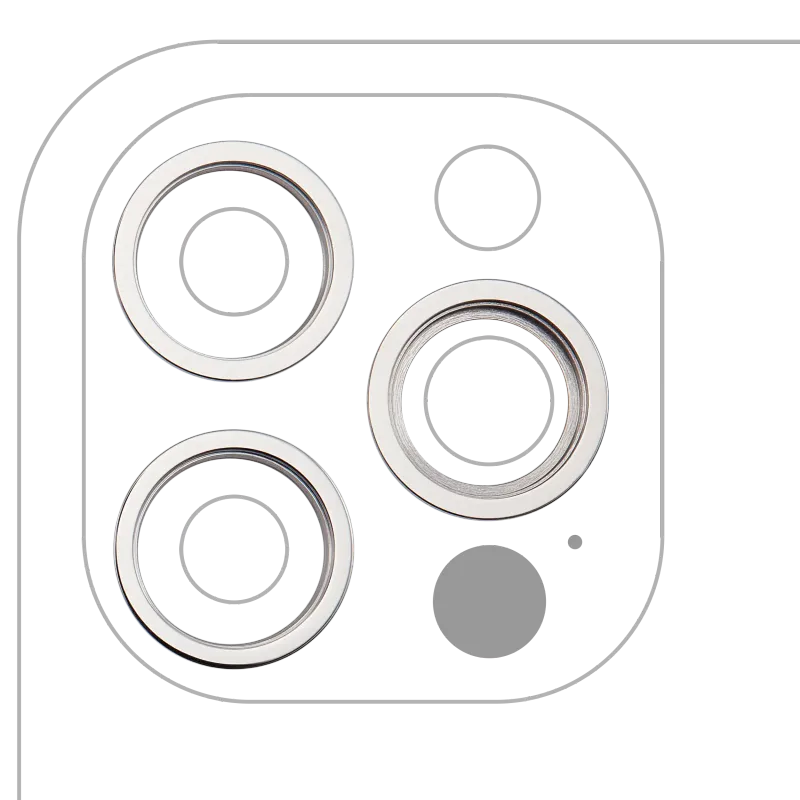Samotný rámeček sklíčka zadní kamery pro iPhone 12 Pro (stříbrná) (sada 3 ks)